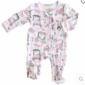 Caden Lane Birdie Babes Ruffle Zipper Footie Pink Golf Girls
